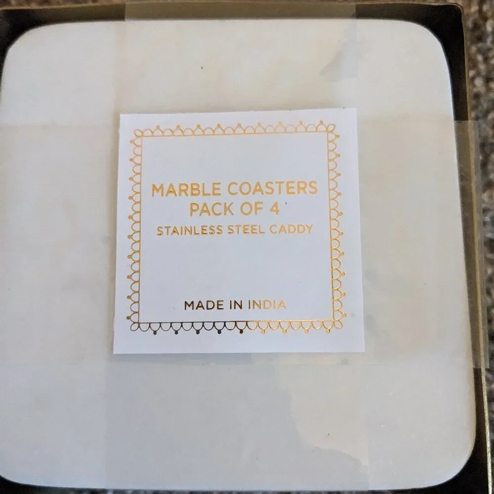 NWT White Marble Coasters 4 Pack